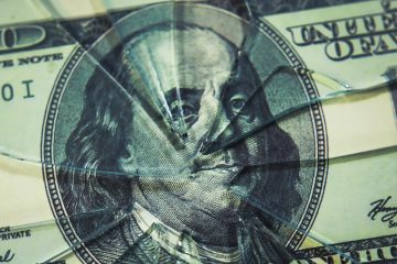 Image of bank note cracked like a window