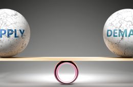 Image of supply and demand balancing on seesaw