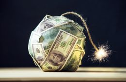 image of bomb made from dollar notes