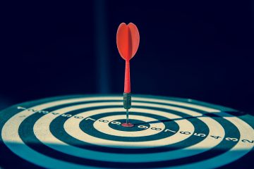 Forecast accuracy concept with dartboard